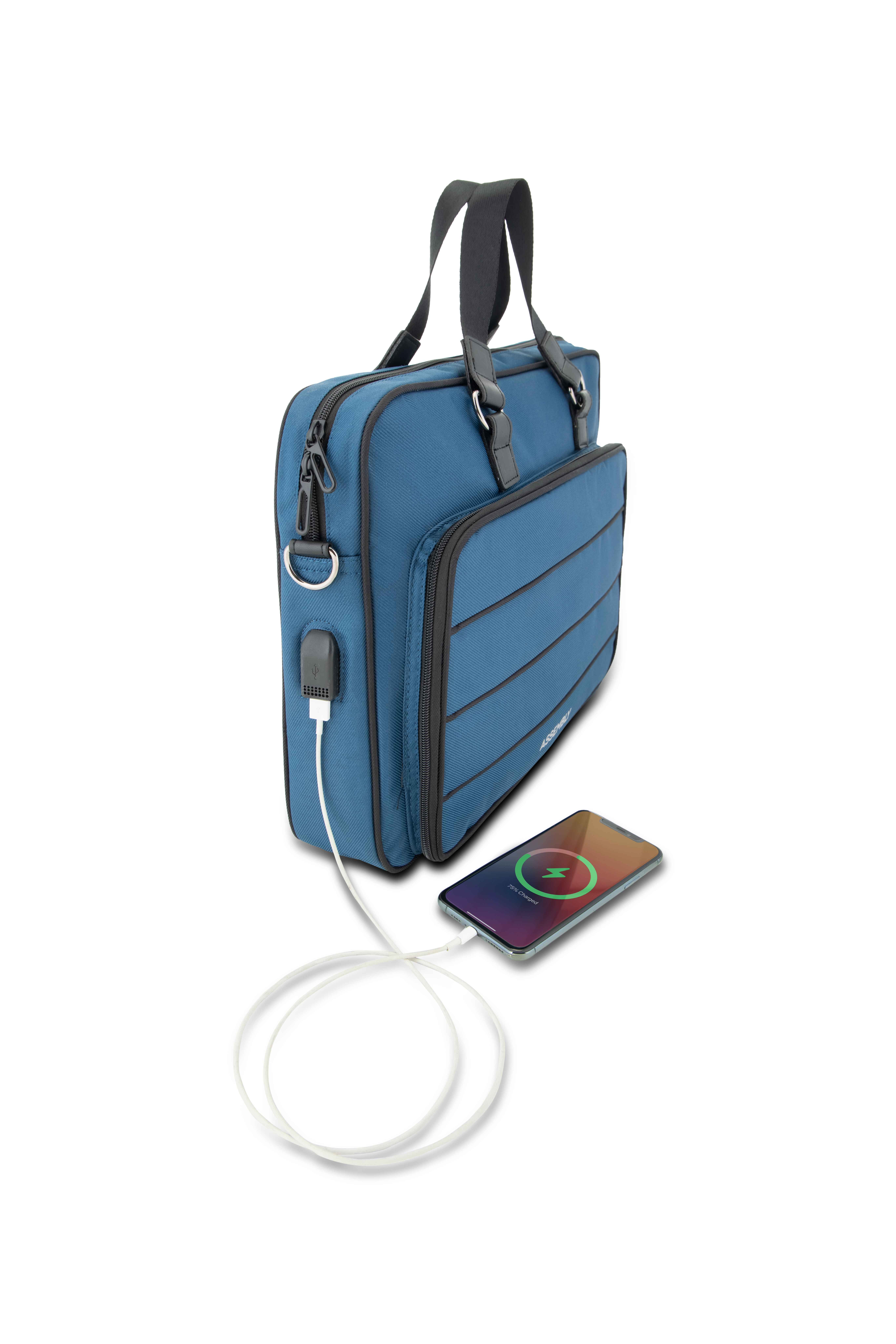 Assembly | Premium Office Laptop Bag with USB Charging | Blue 2