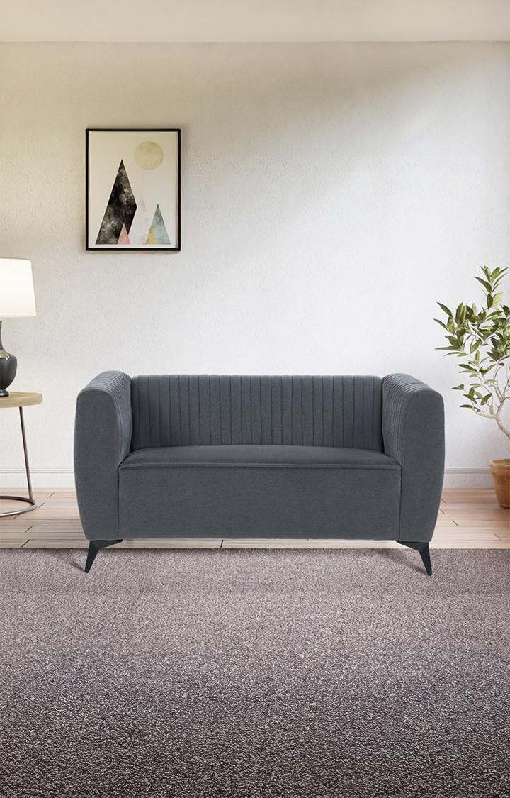 neudot Diva Sofa for Living Room |2 Persons Sofa|Premium Fabric with Cushioned Armrest | Solid Wood Frame|2 Seater in Graphite Grey Color
