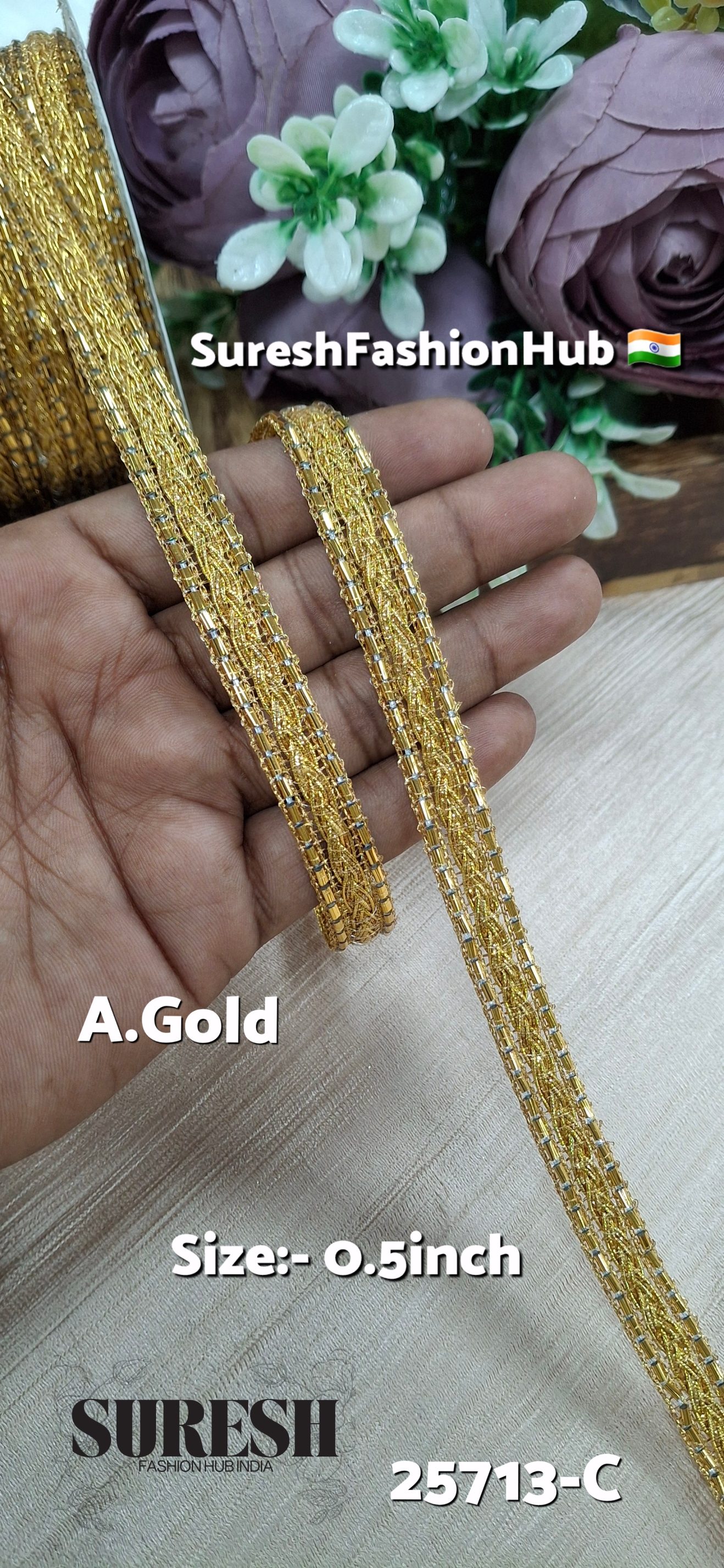 Antique Gold Shine Chotli Lace