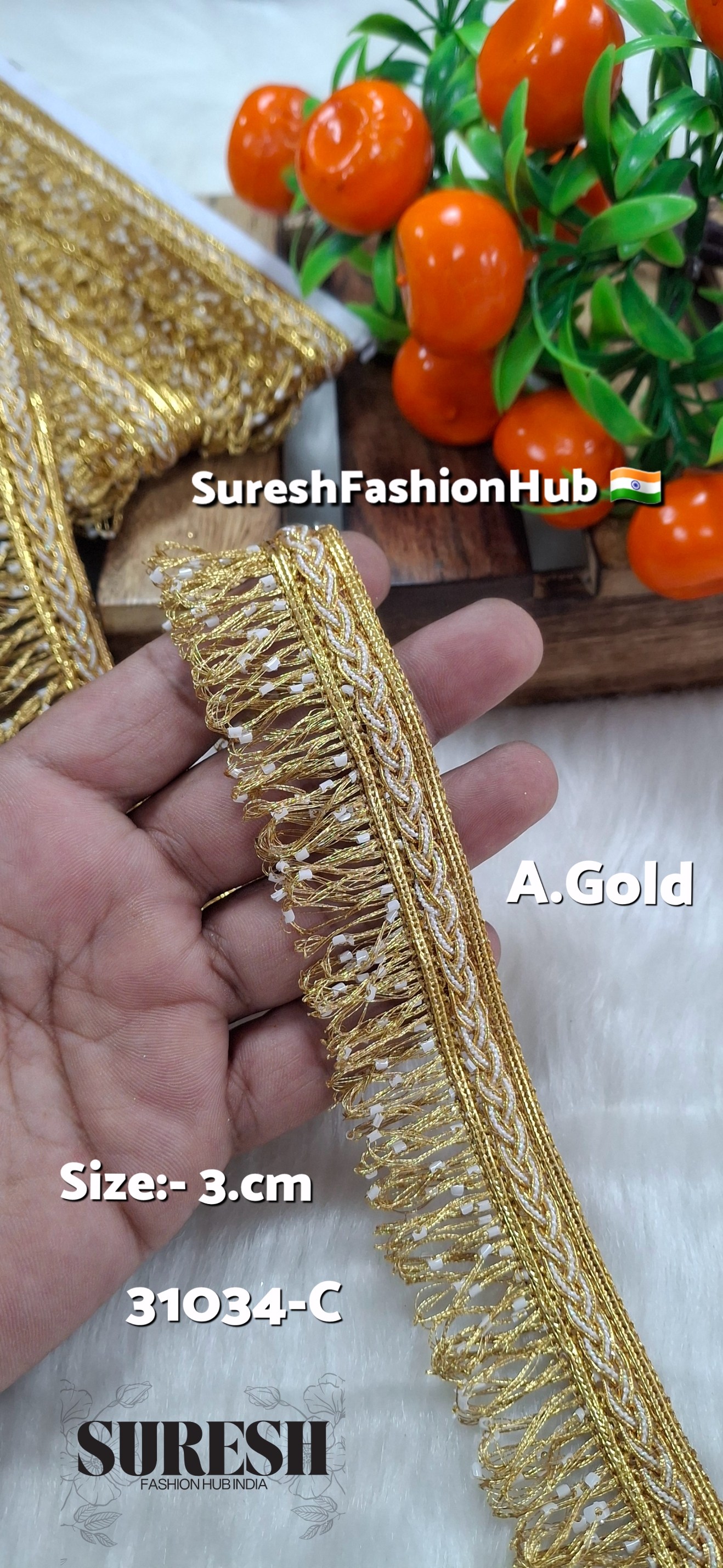 Ant Gold Jhalar Beaded Fringe Lace – 31034-C