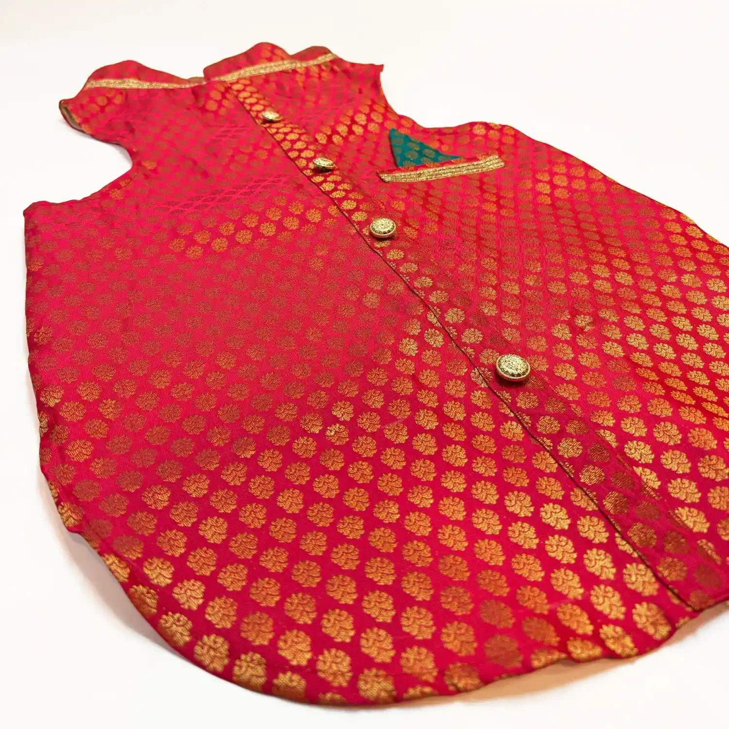 Pawsindia Traditional Royal Brocade Kurta for Dogs - Red | Ethnic Festive Wear