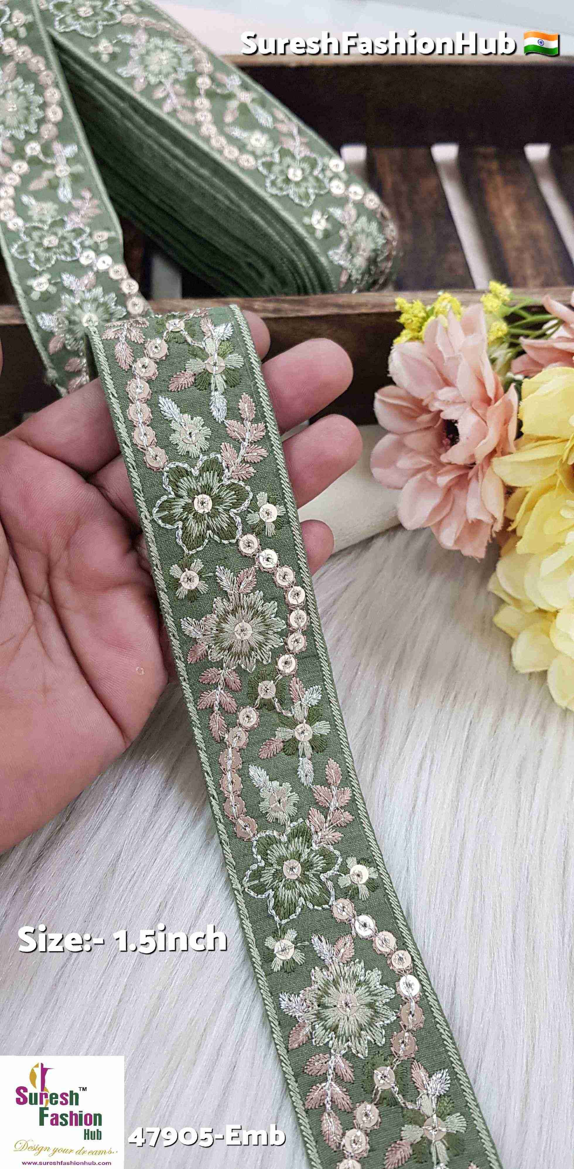 Hunter Green Glitter Bloom Floral Embroidery Lace