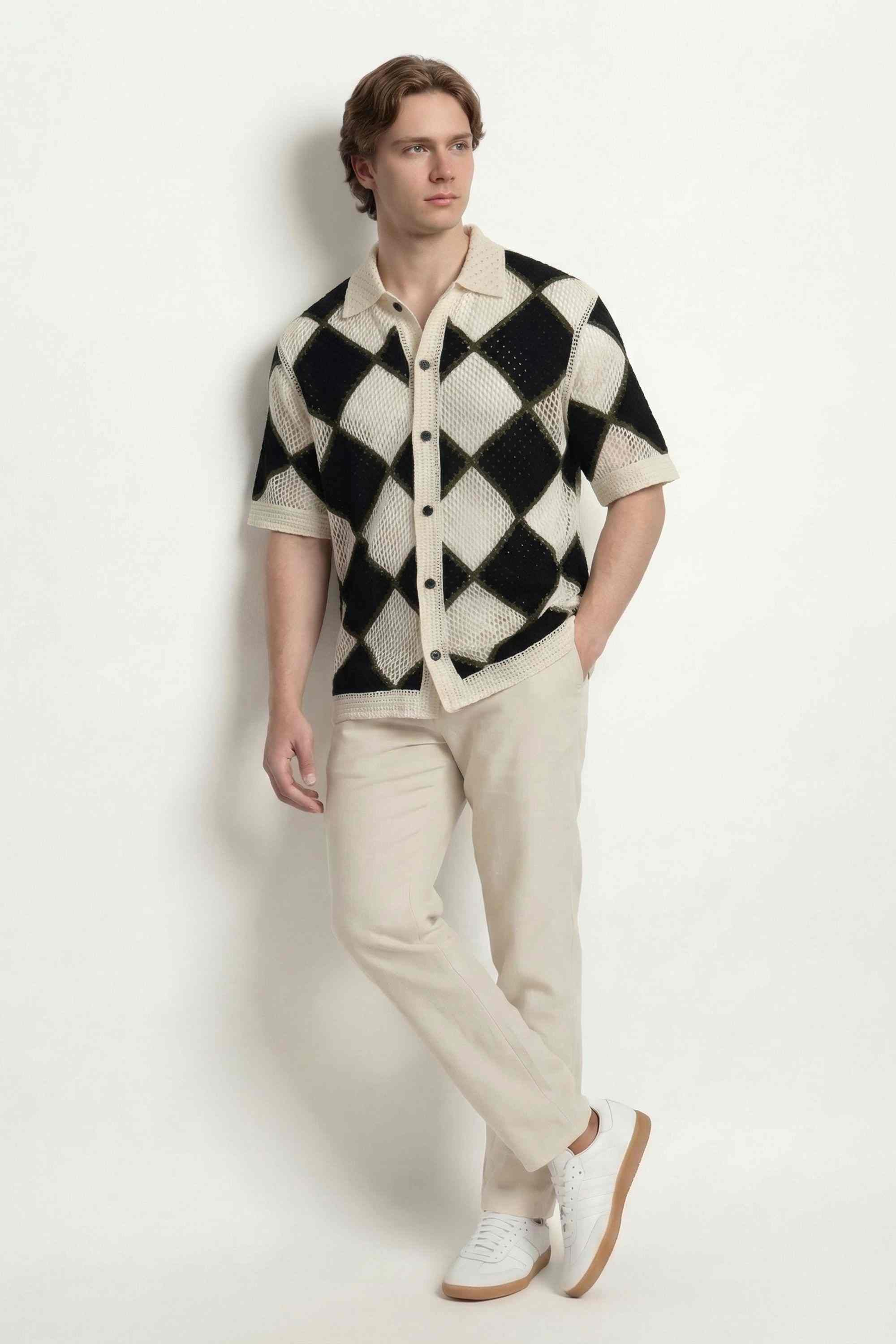 Albion Mens Casually  cream Shirt