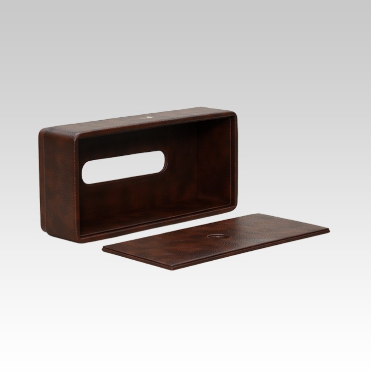 Tissue Box Holder for Home and Office in Premium Faux Leather | Size: 9.5 x 4.5 x 2.5(H) Inches | Classic | Brown