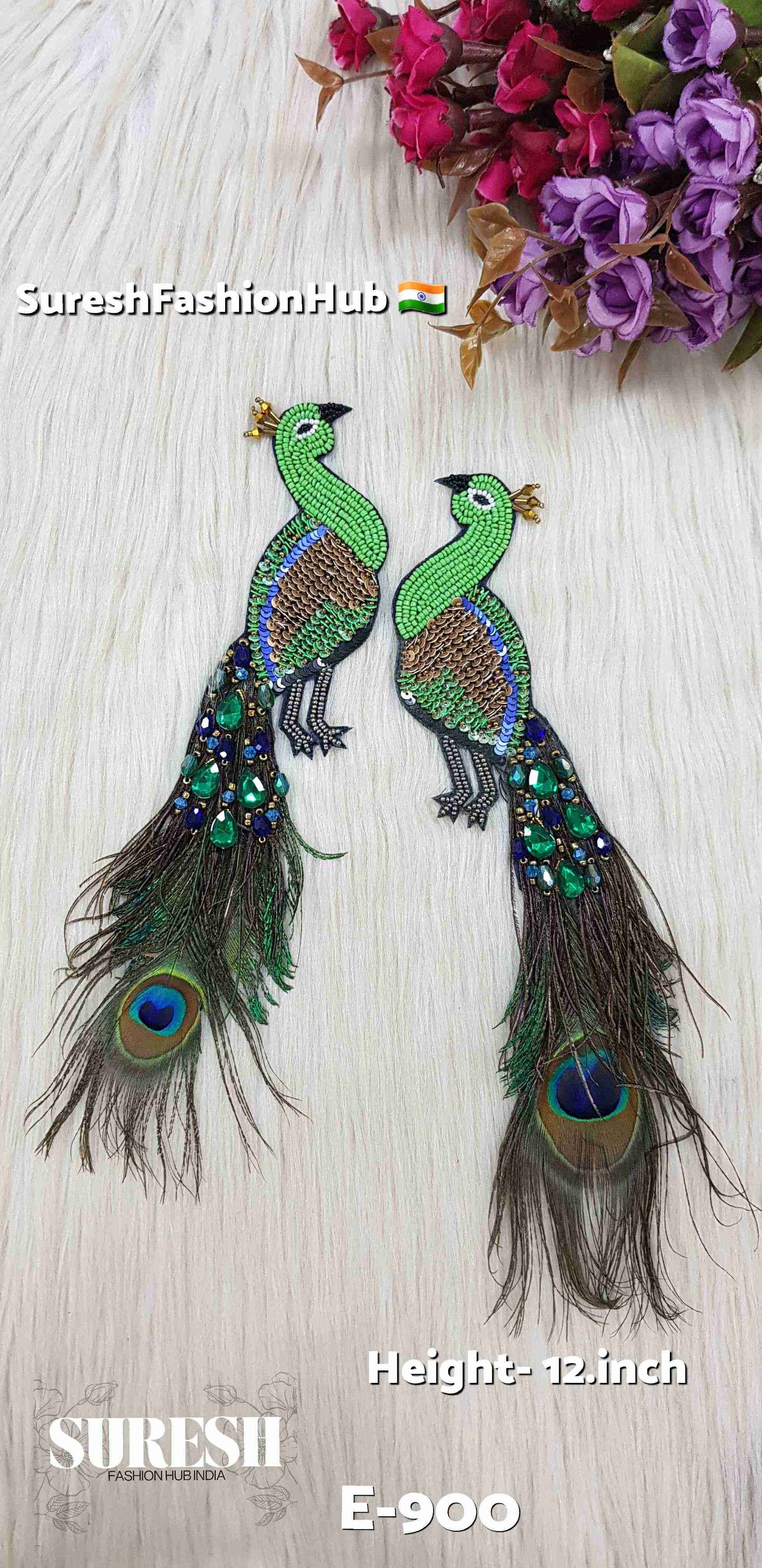 Green Peacock Patch – Left Facing | E-900