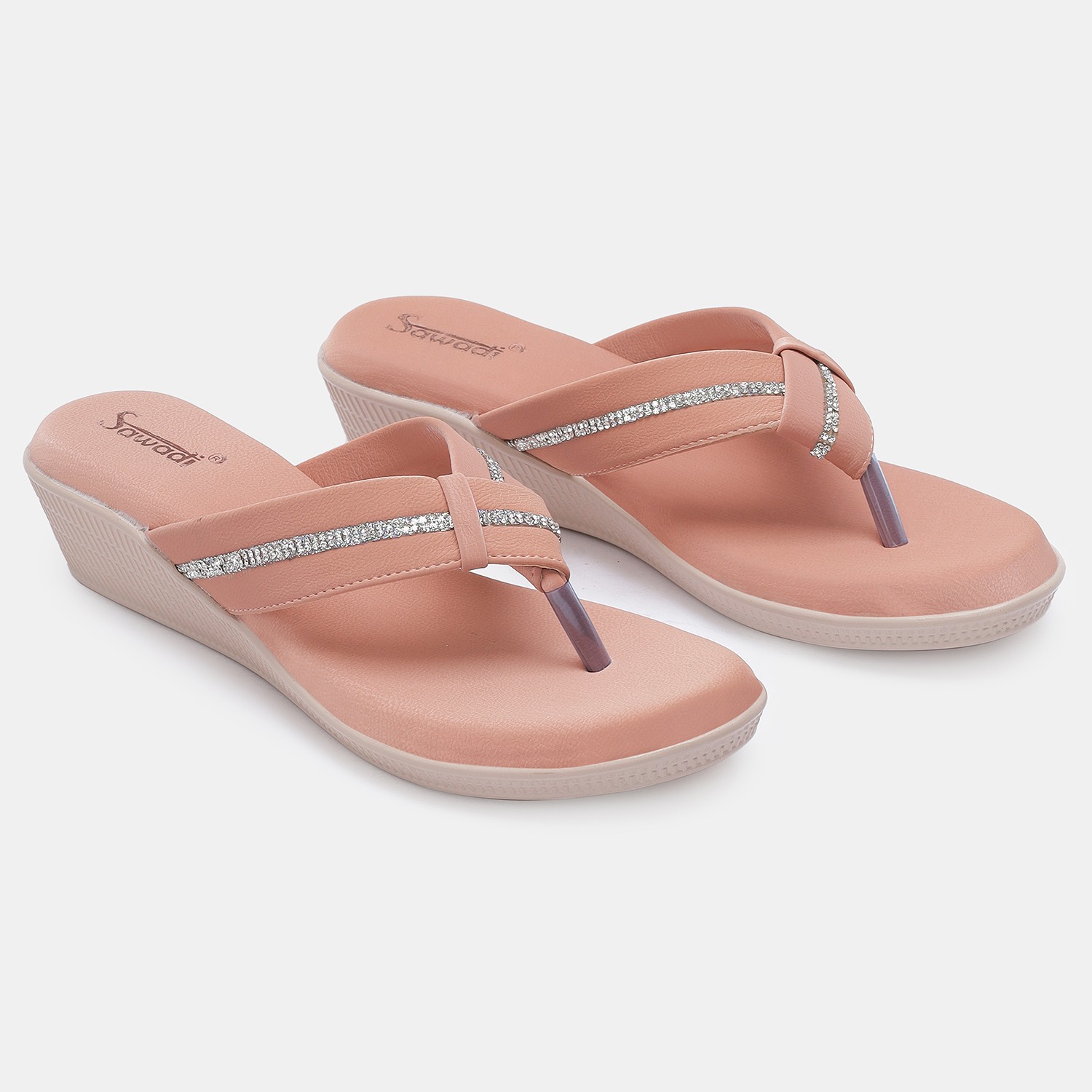Elegant Wedge Flip Flops with Embellishments