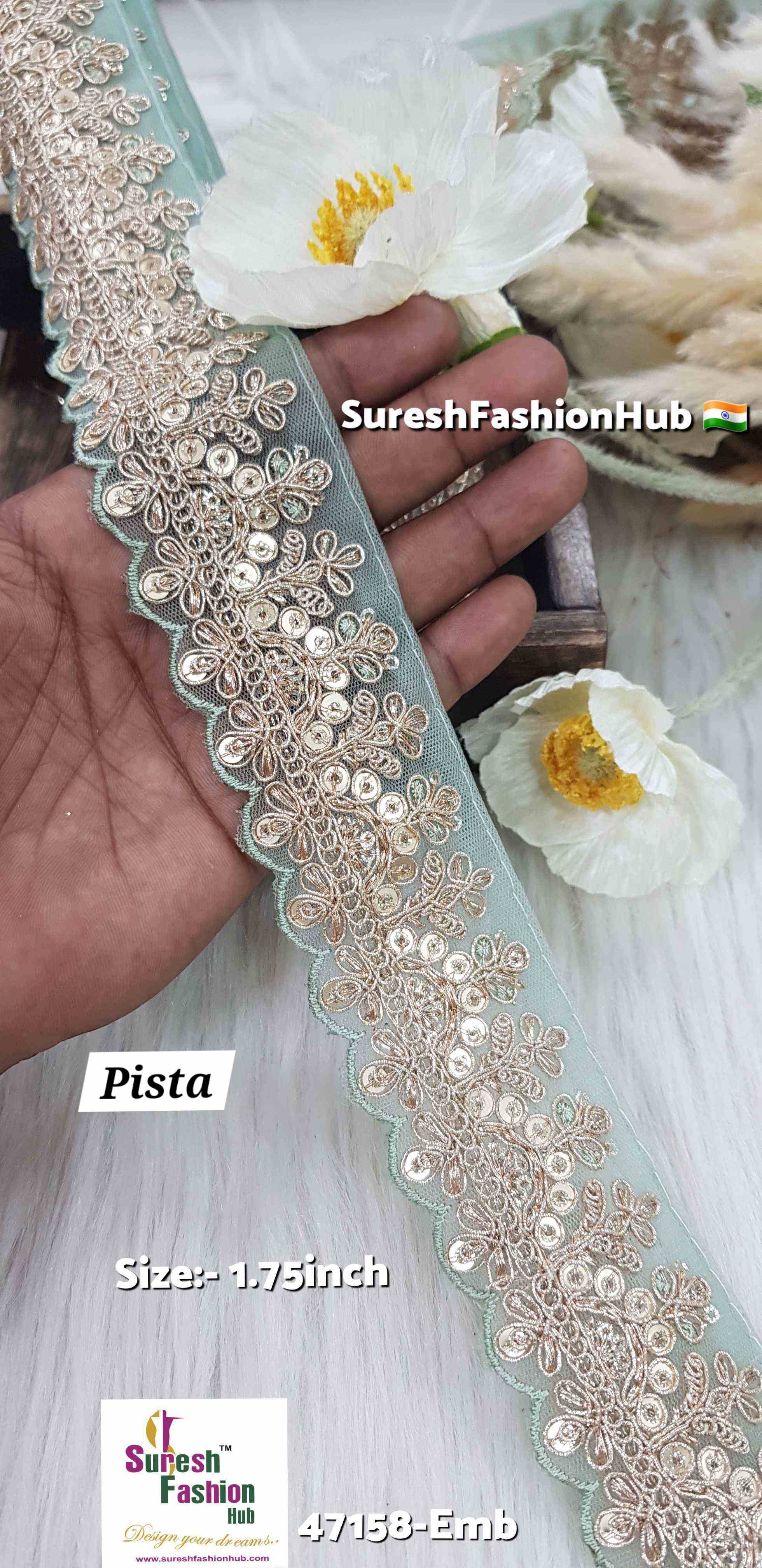 Pista Pearl Embroidery Scalloped Lace