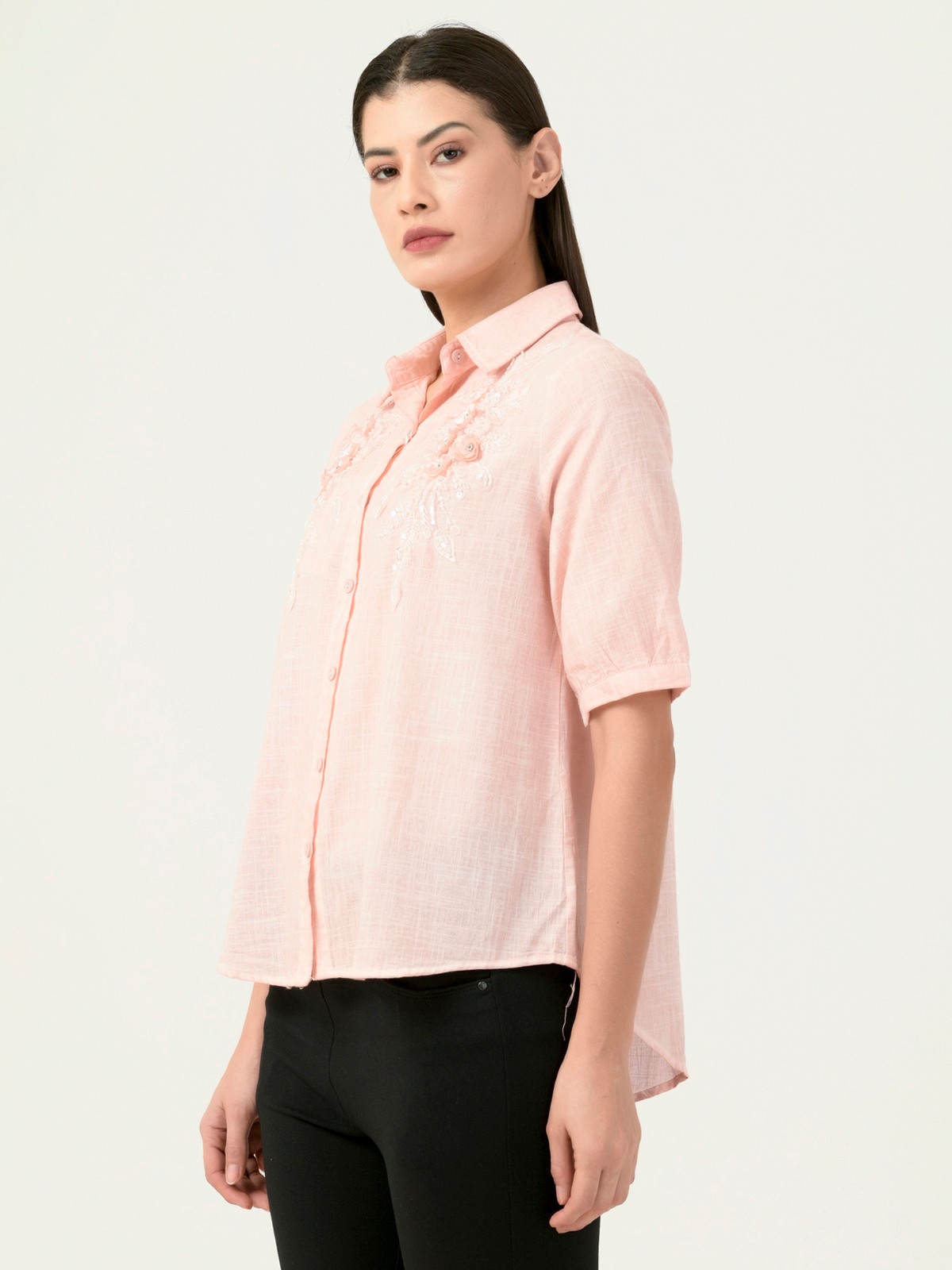 Albion Women Smart Premium Peach Blouson Top