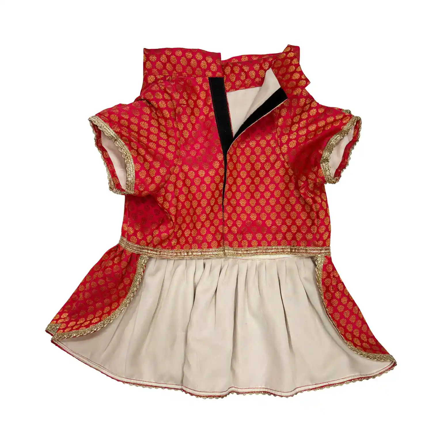 Pawsindia Traditional Royal Brocade Dress for Dogs - Red | Ethnic Festive Wear