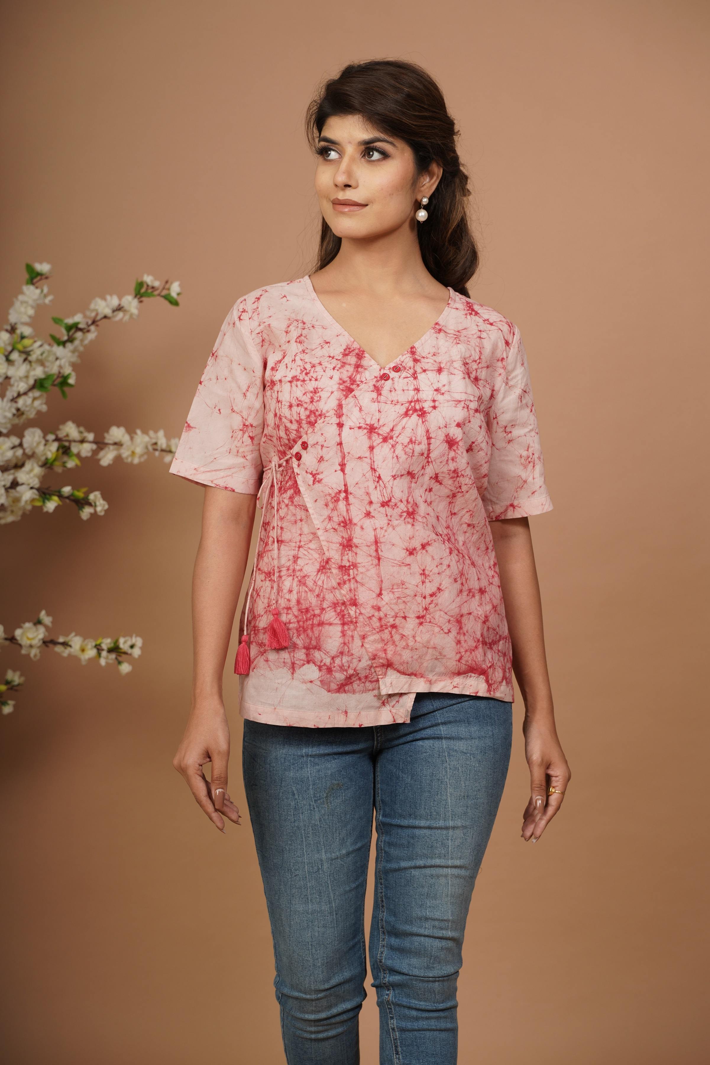 tie dye cotton Wrap Top