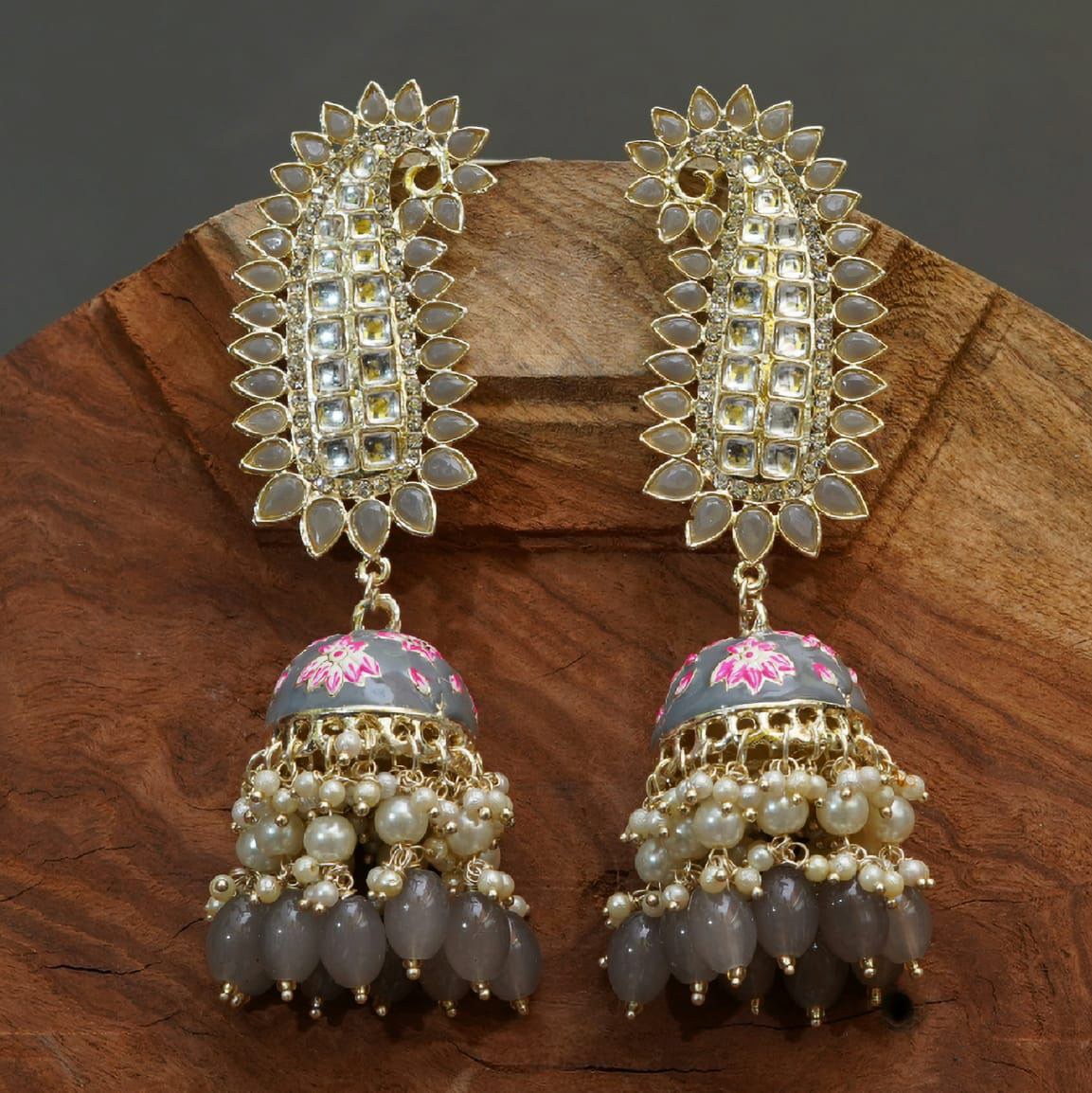 Reeva Jhumka Grey Daaginee