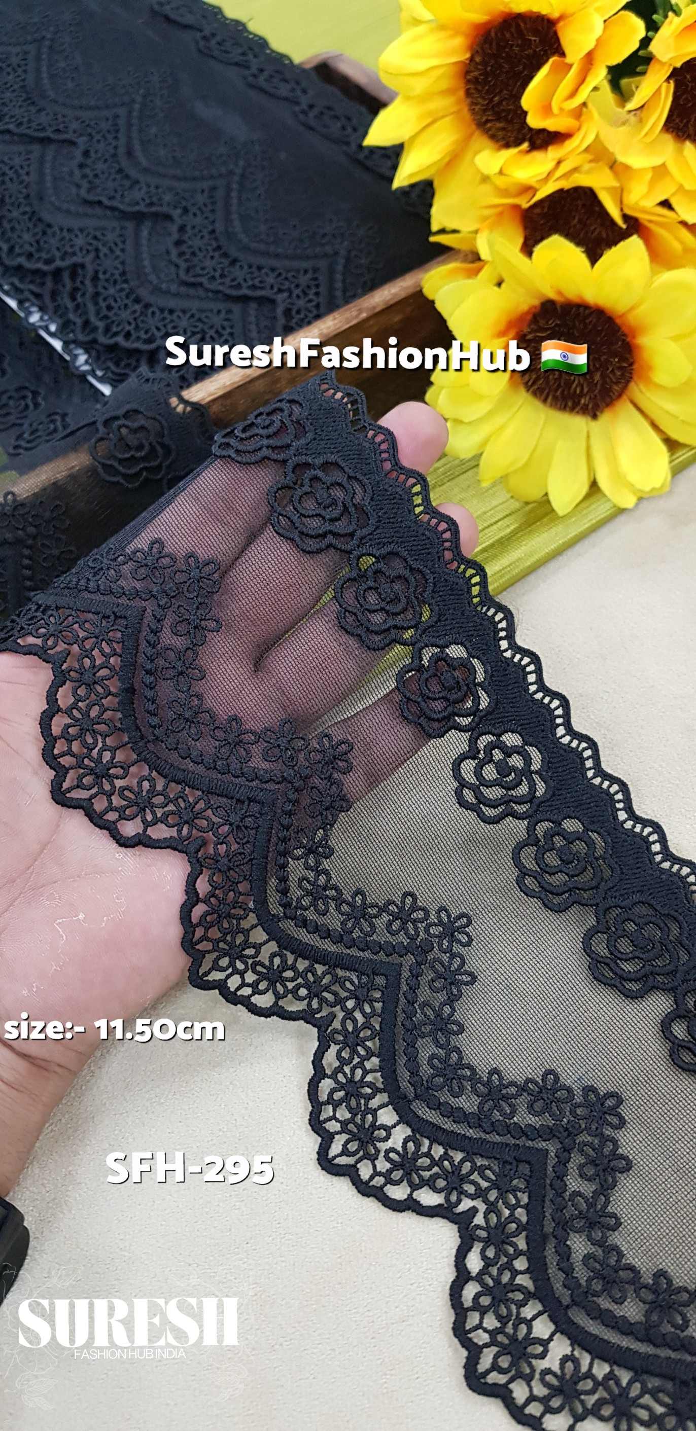 Raven Petal Dual Scallop Lace – Black SFH-295