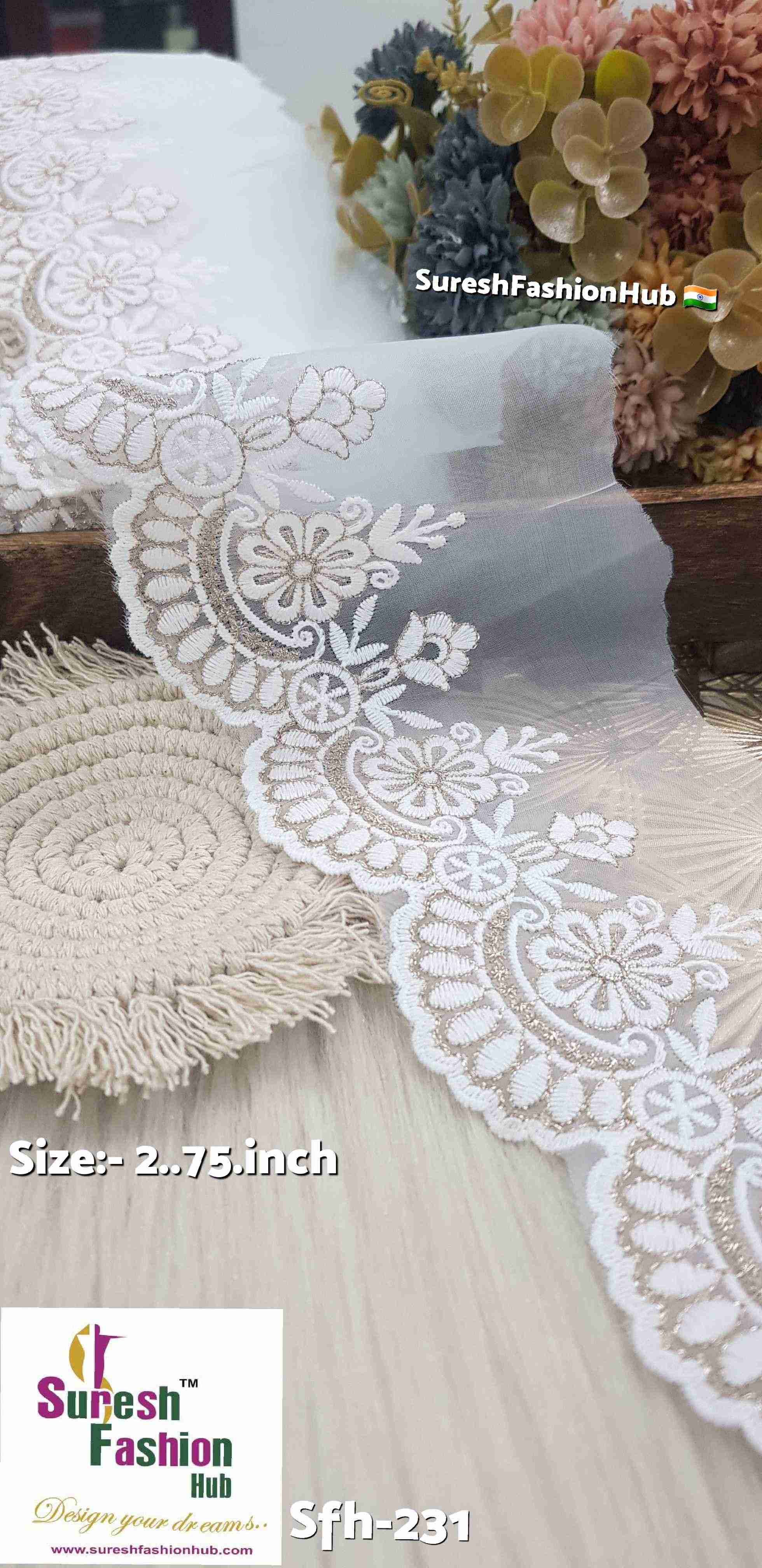 Exquisite White GPO Borders with Zari