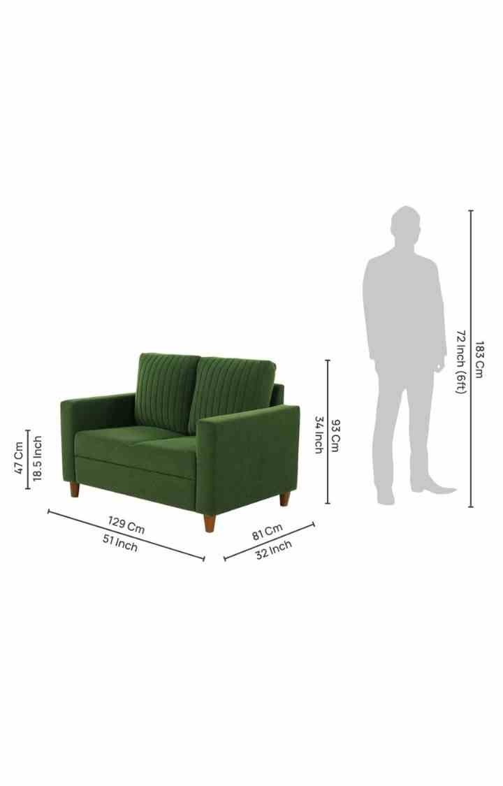 neudot Roman Sofa for Living Room |2 Persons Sofa|Premium Fabric with Cushioned Armrest | Solid Wood Frame|2 Seater in Emerald Green Color