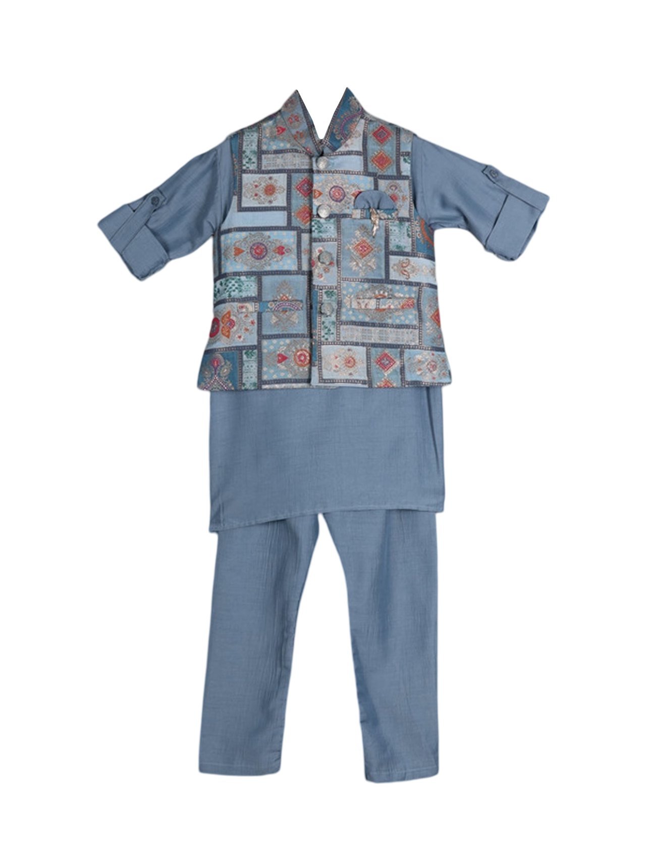 ALBION KIDS BOYS ETHINIC GREY KURTA PYJAMA