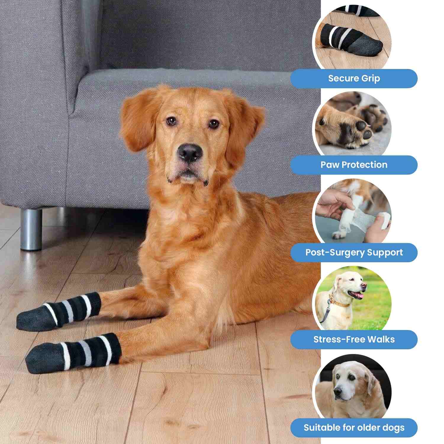 Trixie Dog Socks Non Slip with All Round Rubber Coating, (2 PCS, Black)