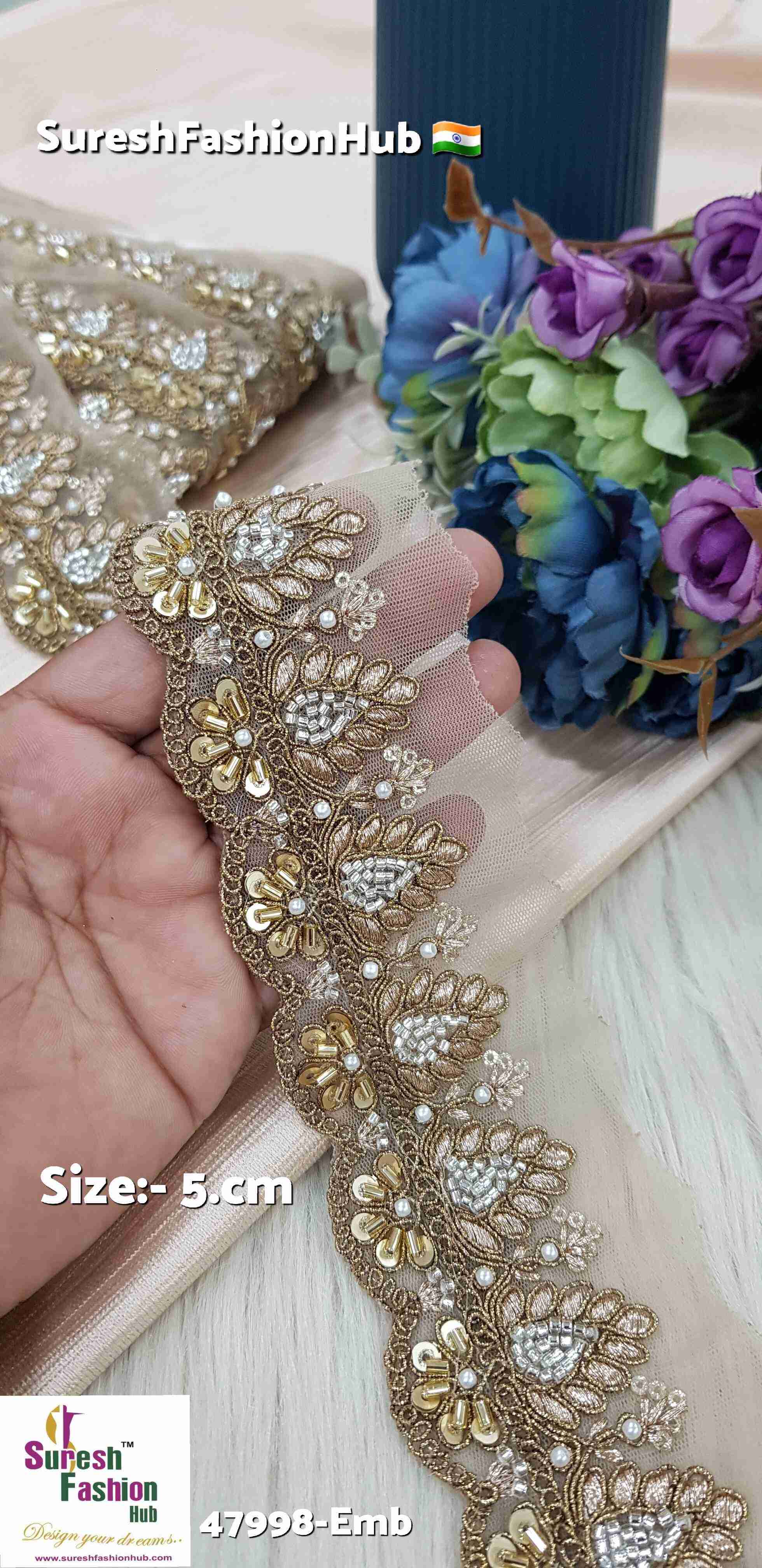One-Sided Scalloped Floral Embroidery Lace