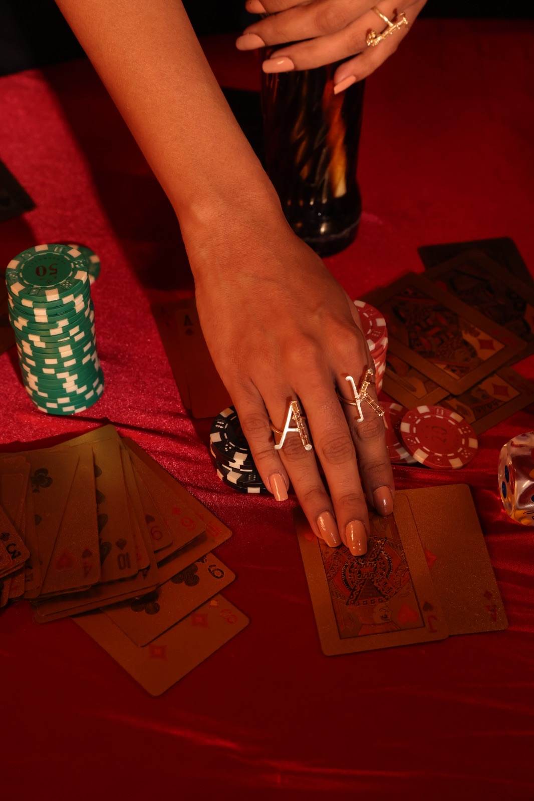 Gold Ace' studded Ring