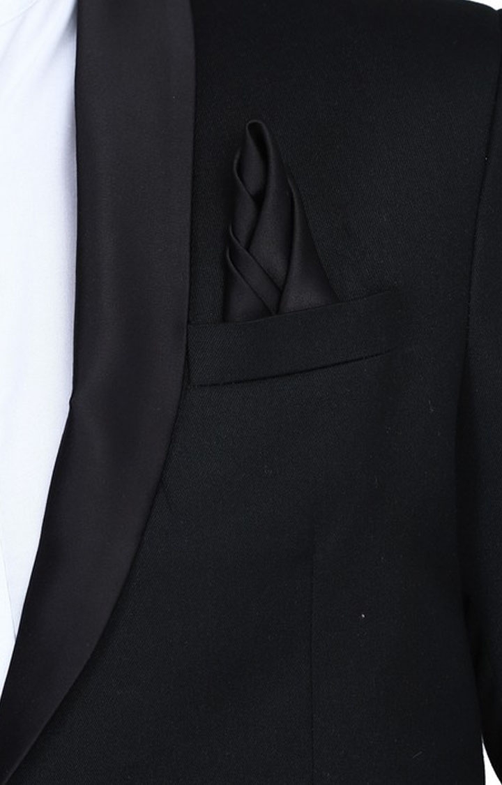 TAHVO | Black Tuxedo Blazer With Hanky For Men 4