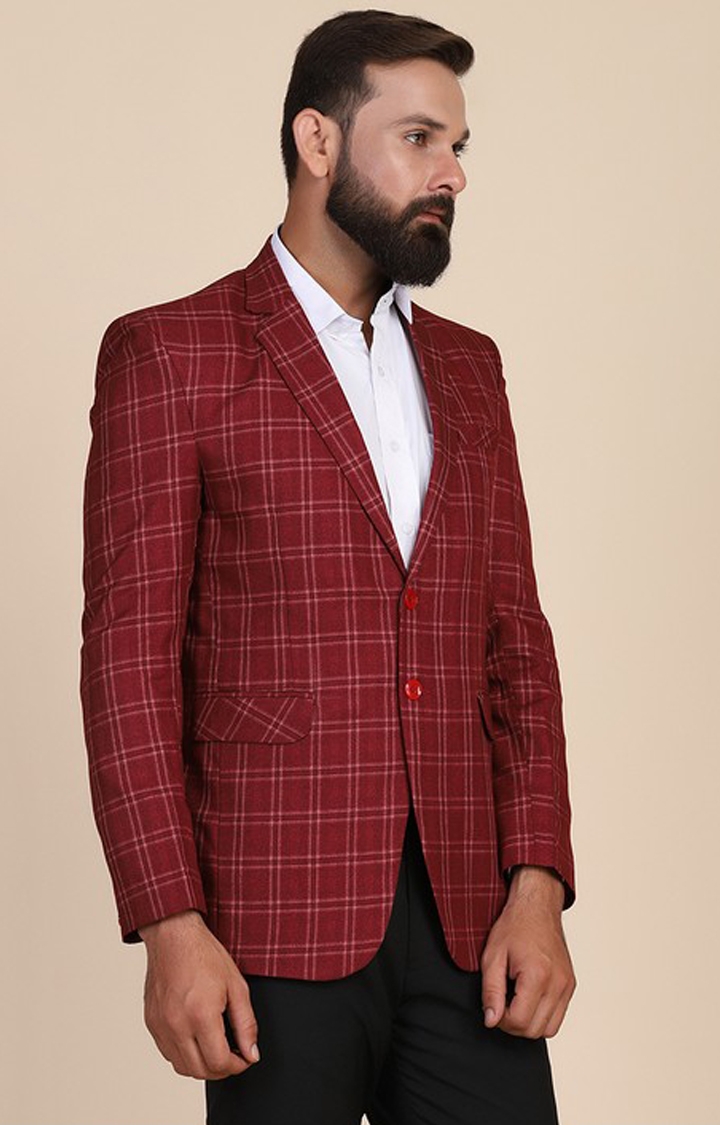 TAHVO | Tahvo Men Tweed Maroon Check Blazer 1