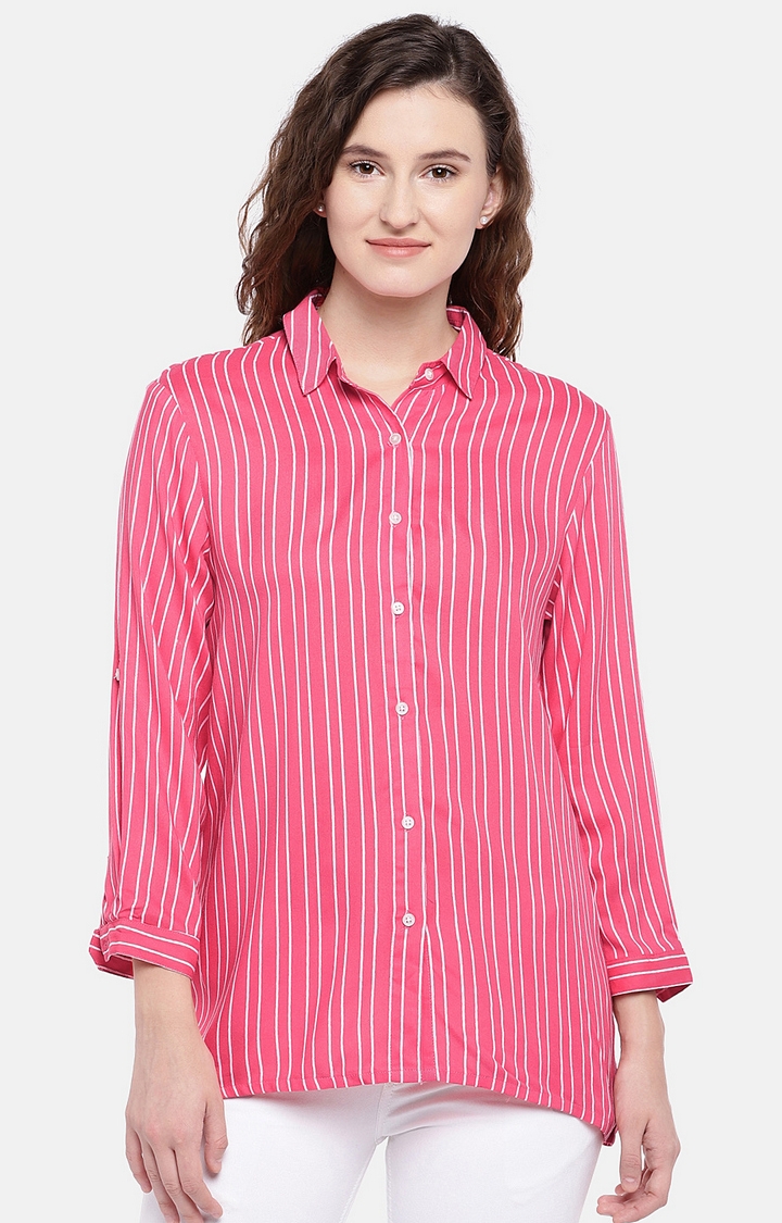 globus | Pink Striped Casual Shirt 0