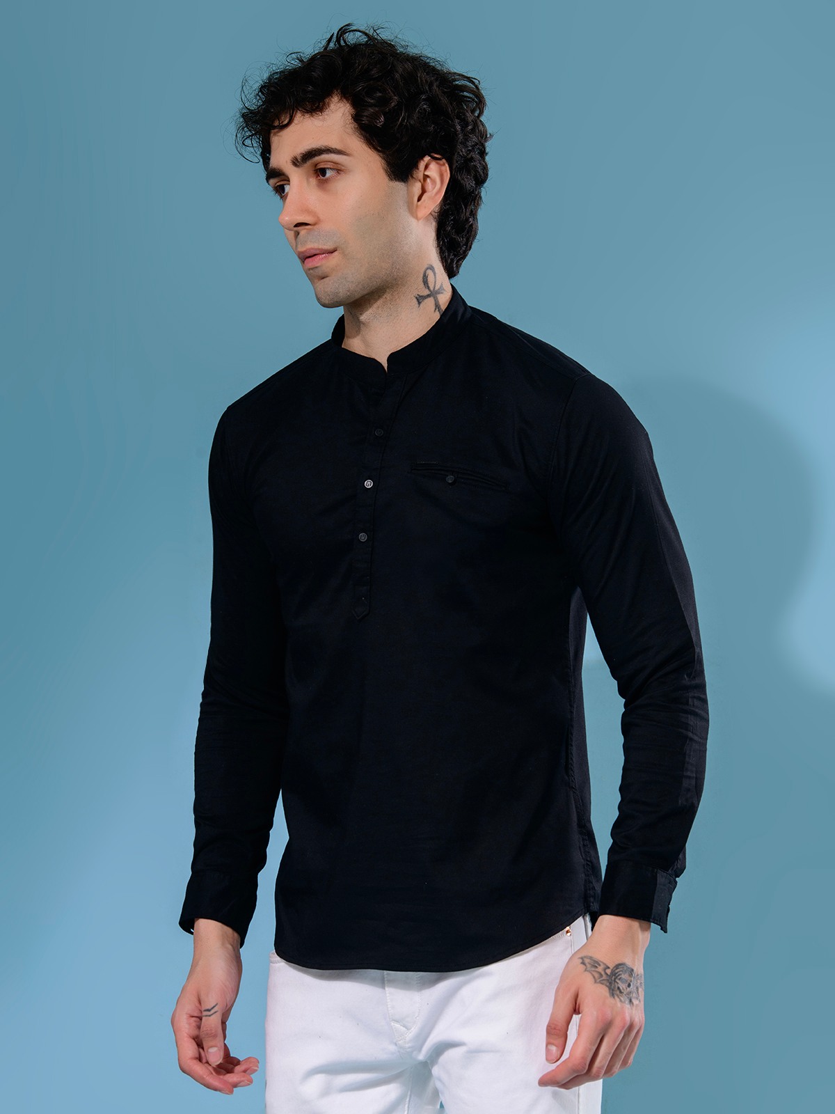 ALBION MENS GRAMMER BLACK SHORT KURTA