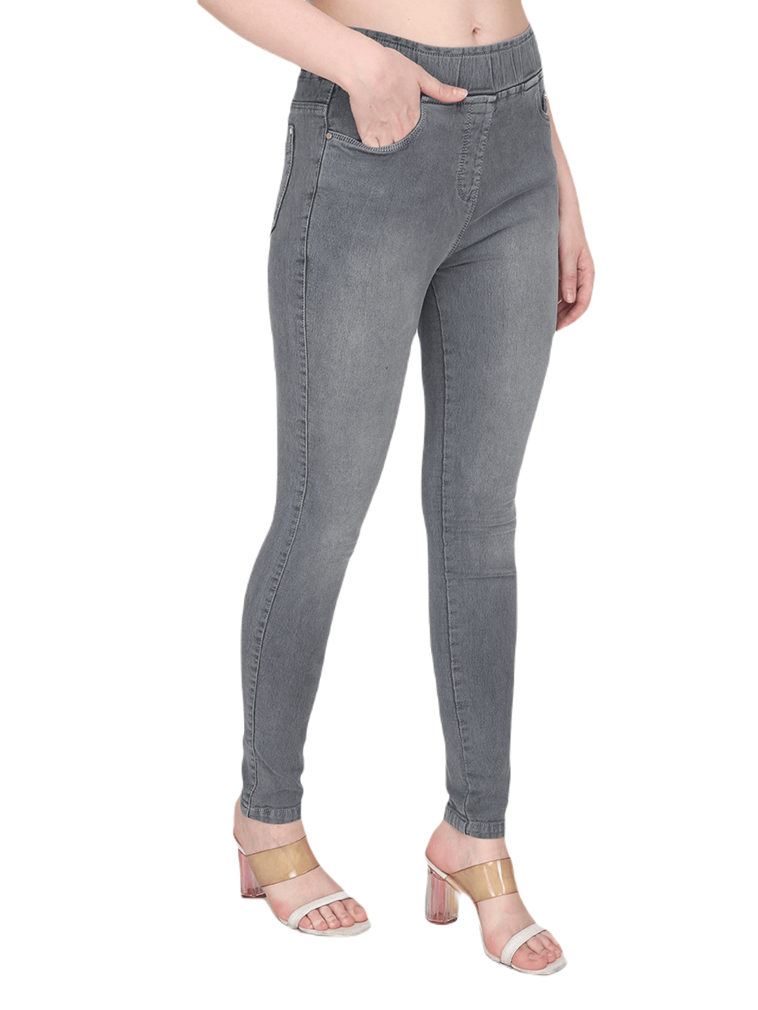 Albion By CnM Women Stretchable Grey Denim Jegging