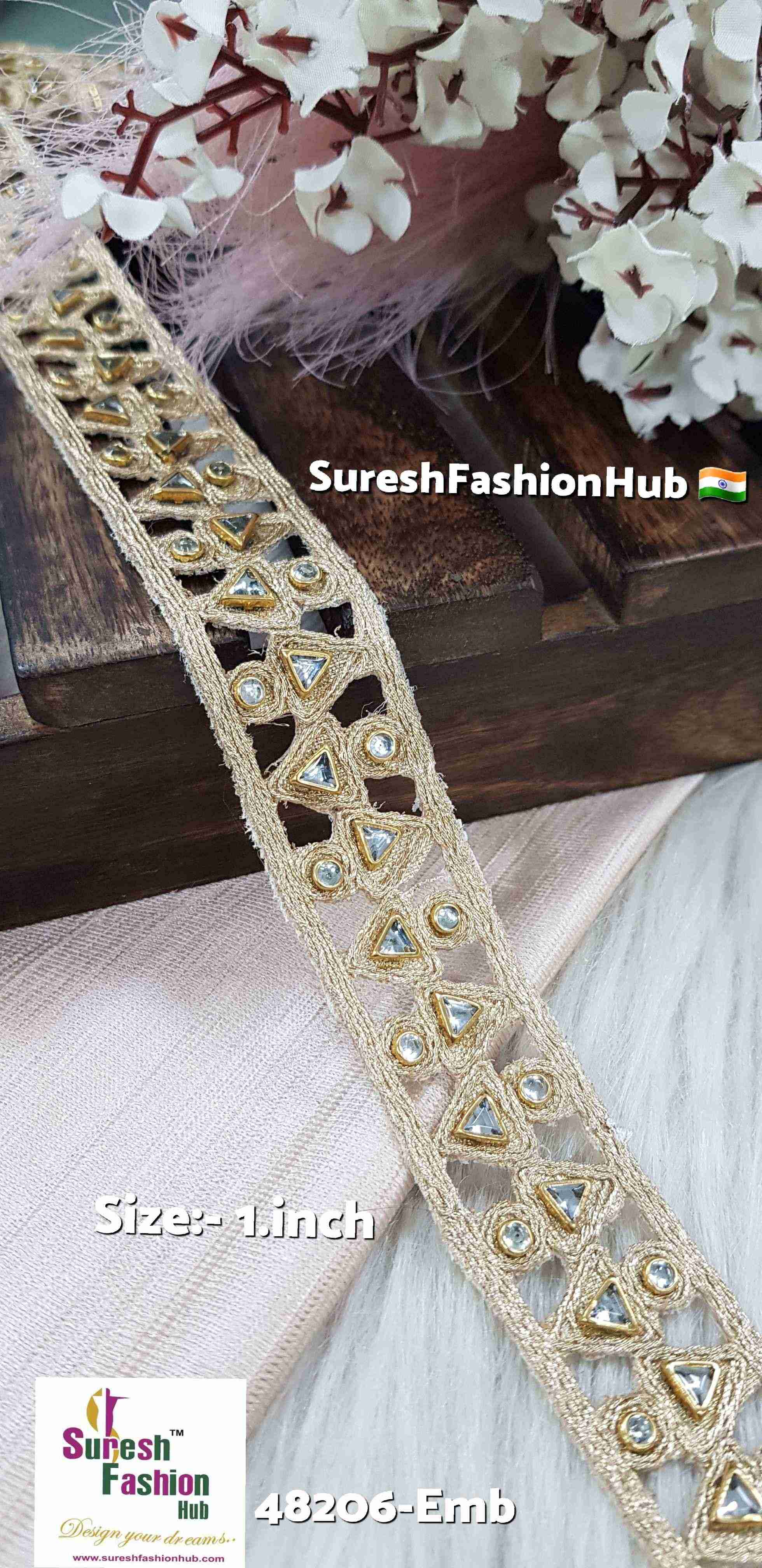 Pearl Kundan Cutwork Lace