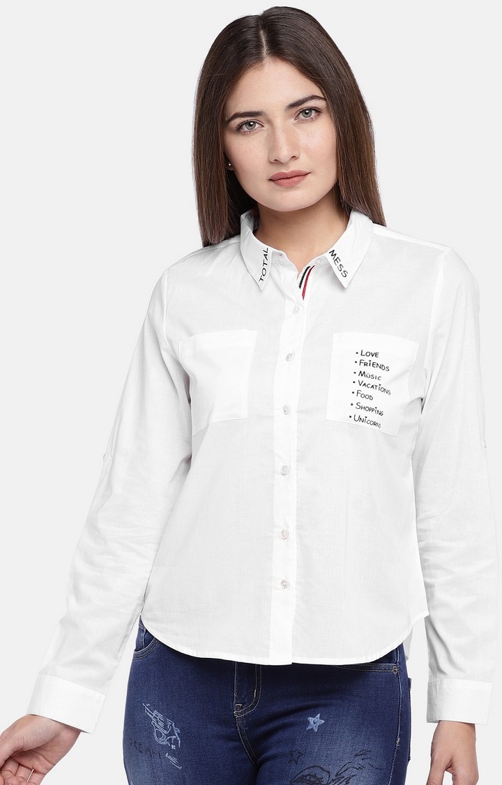 globus | White Printed Casual Shirt 0