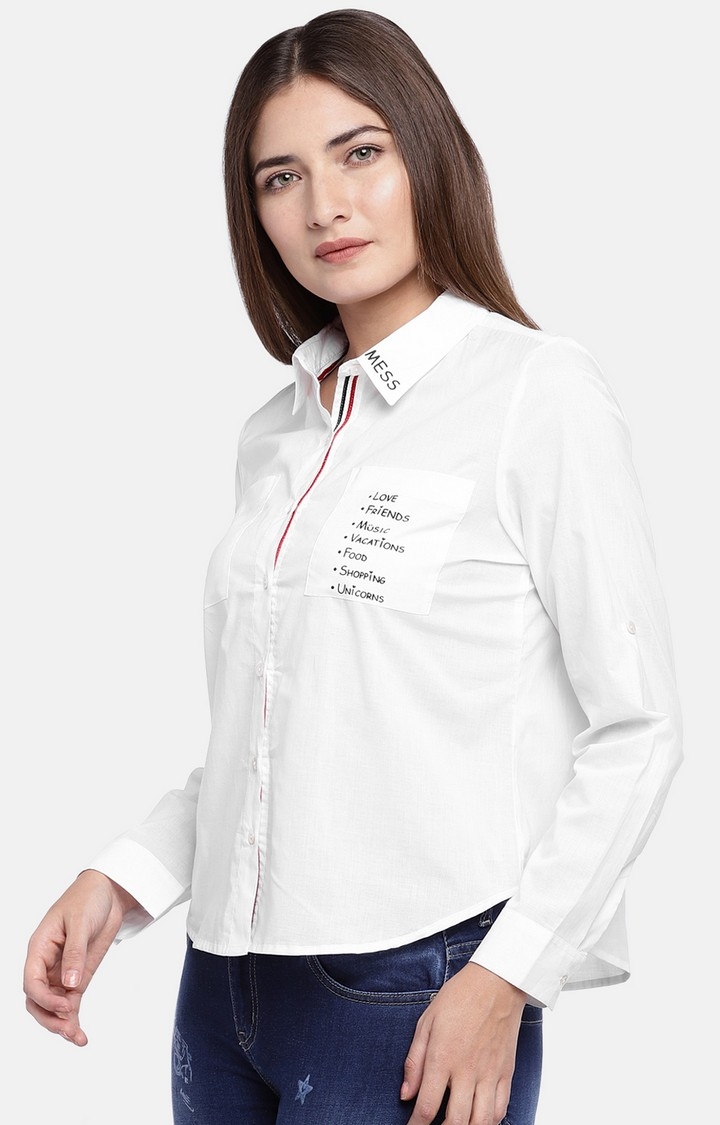 globus | White Printed Casual Shirt 2