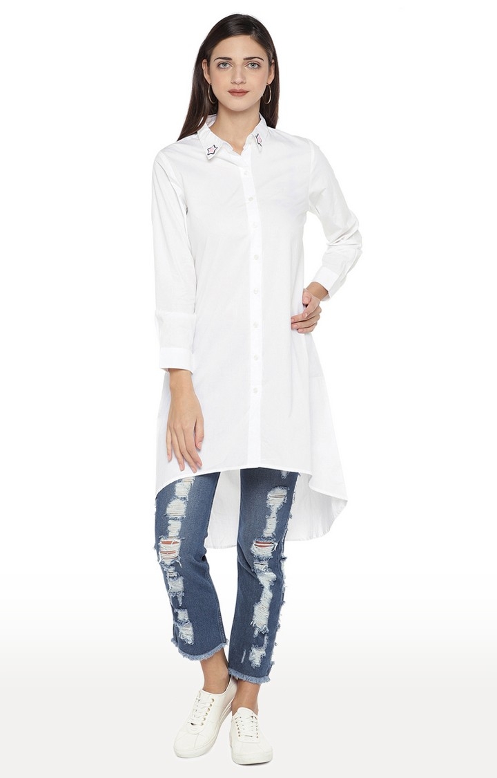 globus | White Solid Casual Shirt 2