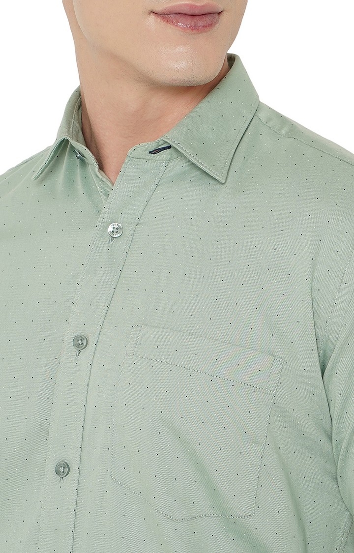 JBC-PR-818B GRANITE GREEN Men's Green Cotton Printed Casual Shirts