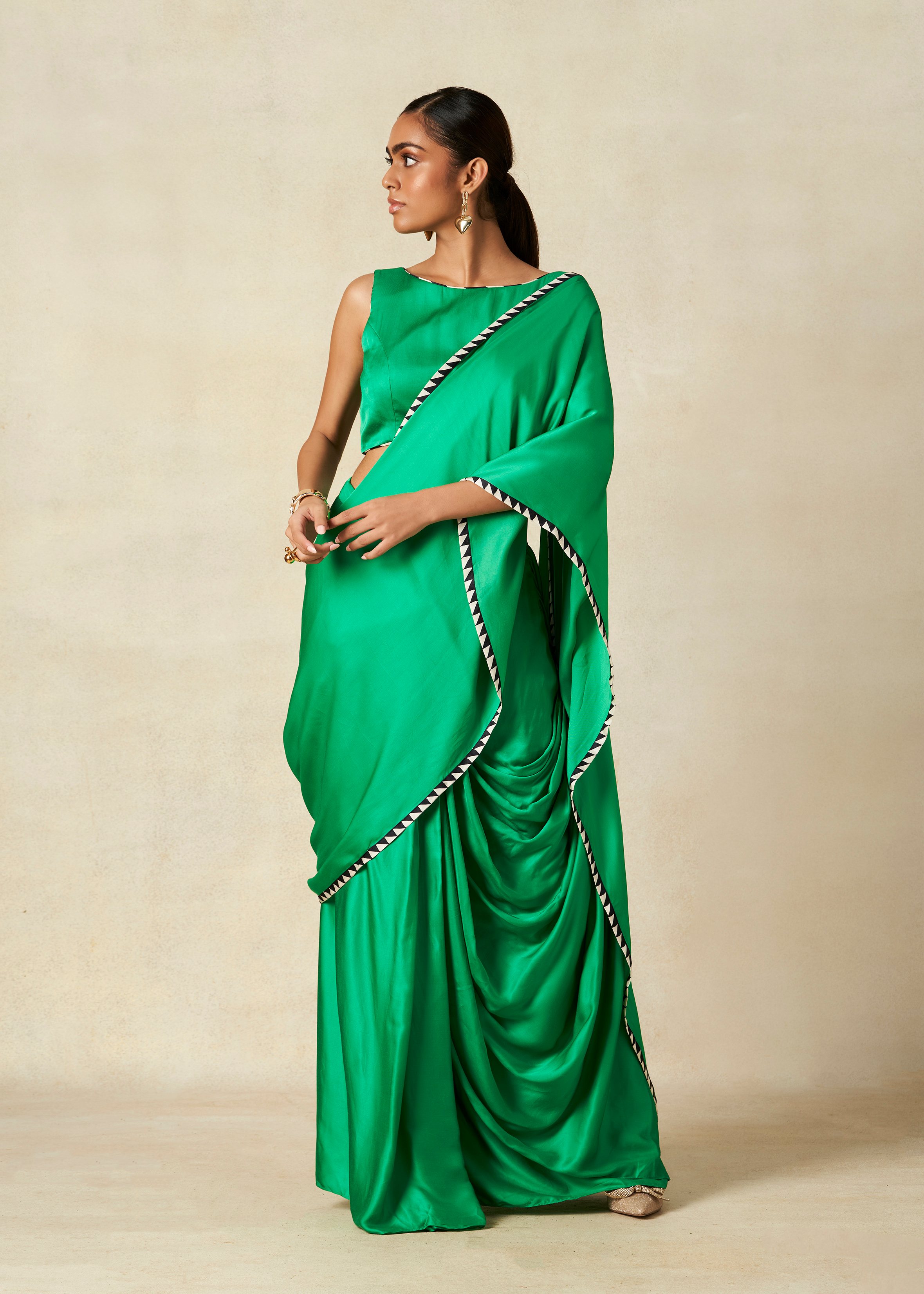 Green Cowl Saree​