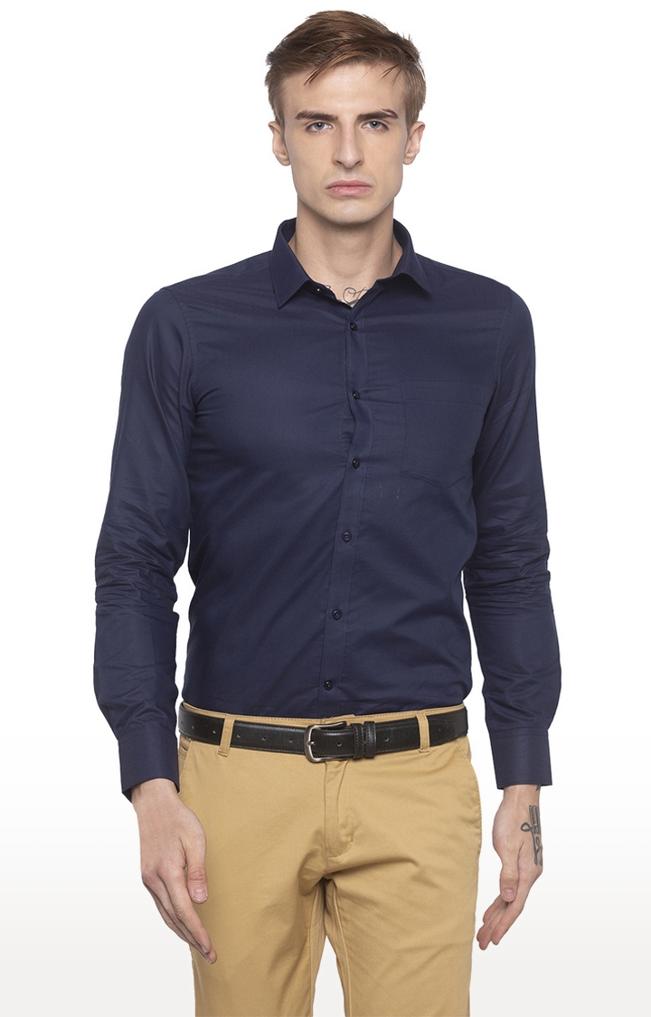 globus | Blue Solid Formal Shirt 0