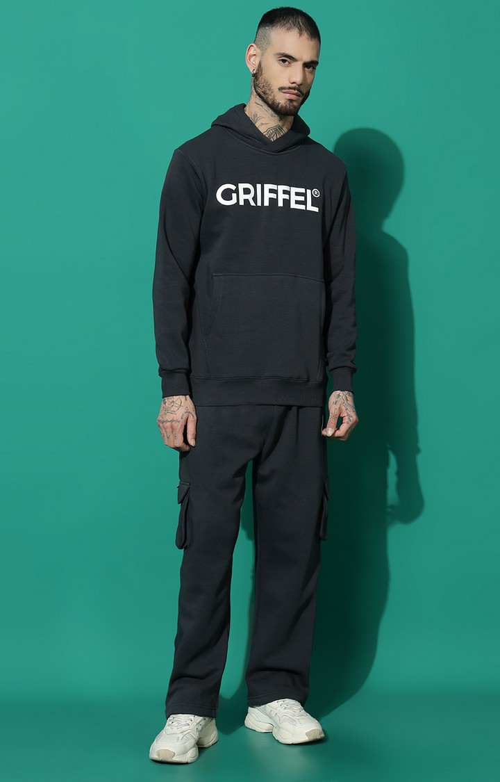 Men's Registered Logo Regular Fit Charcoal Hoodie Tracksuit