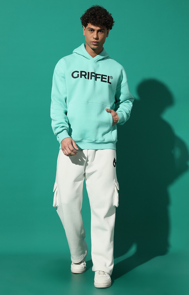 Men's Registered Logo  Oversized Fit Sea Green Hoodie Tracksuit