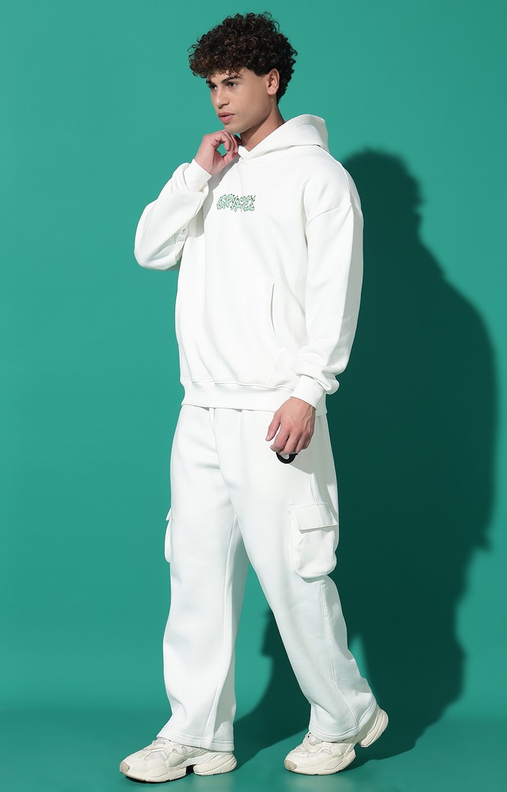Men's Cactus Print Oversized Parrot Green Hoodie Tracksuit