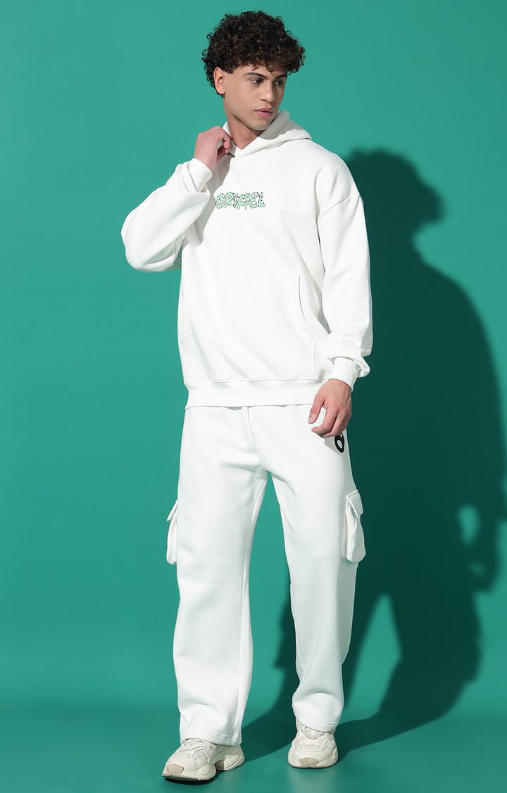 Men's Cactus Print Oversized Parrot Green Hoodie Tracksuit