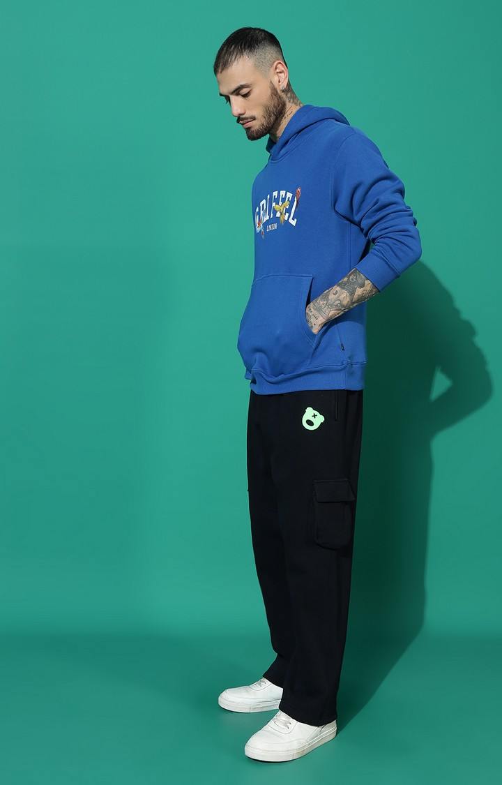 Men's Birds Print Regular Fit Royal Hoodie Tracksuit