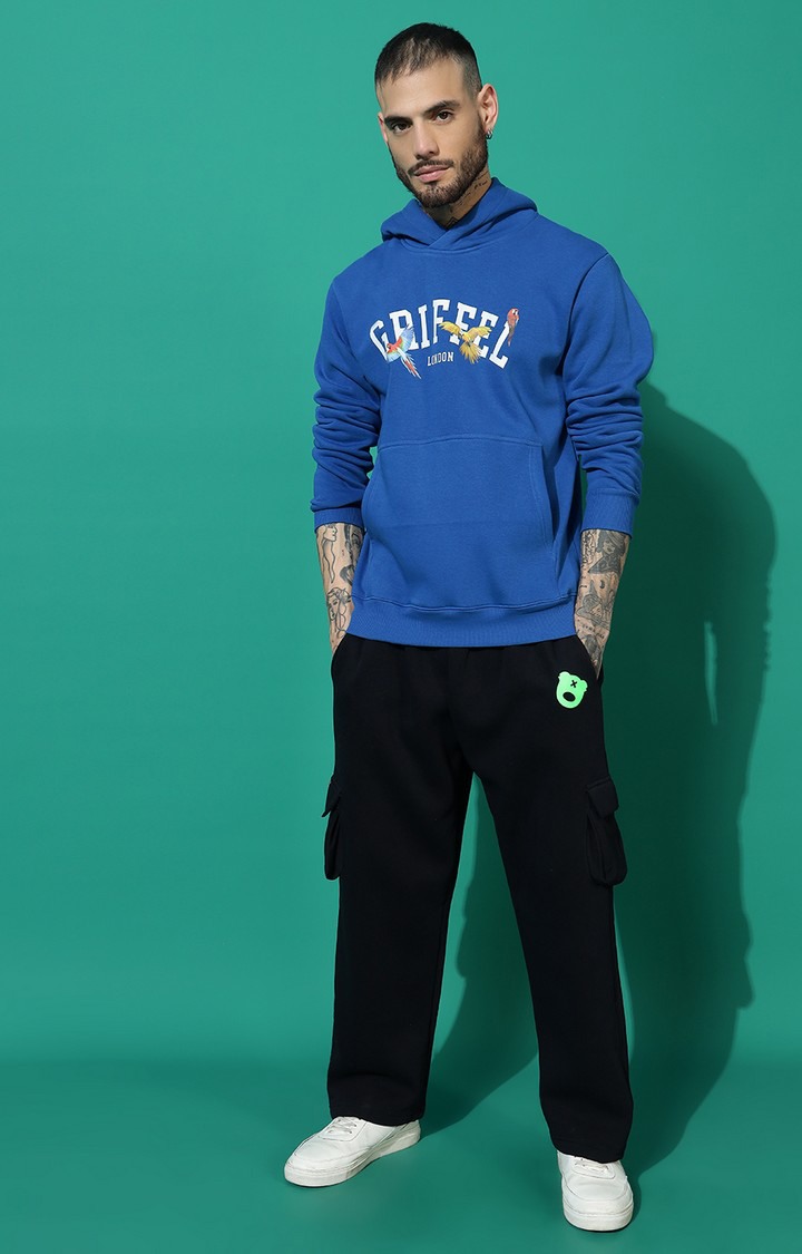 Men's Birds Print Regular Fit Royal Hoodie Tracksuit