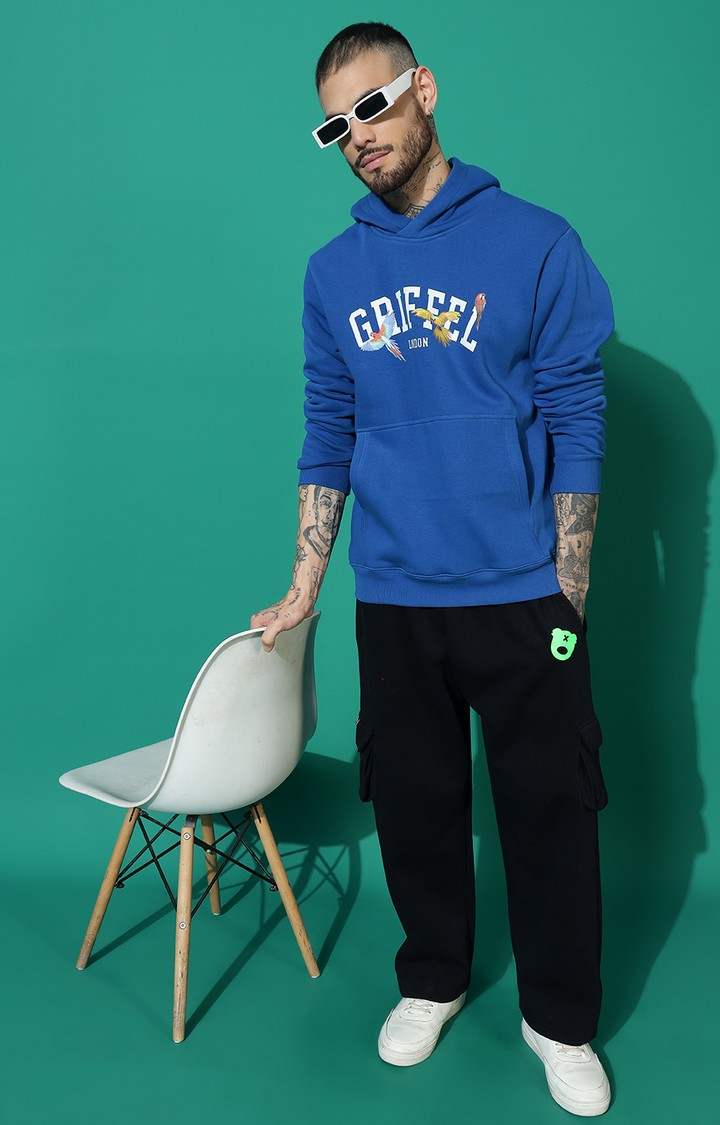 Men's Birds Print Regular Fit Royal Hoodie Tracksuit