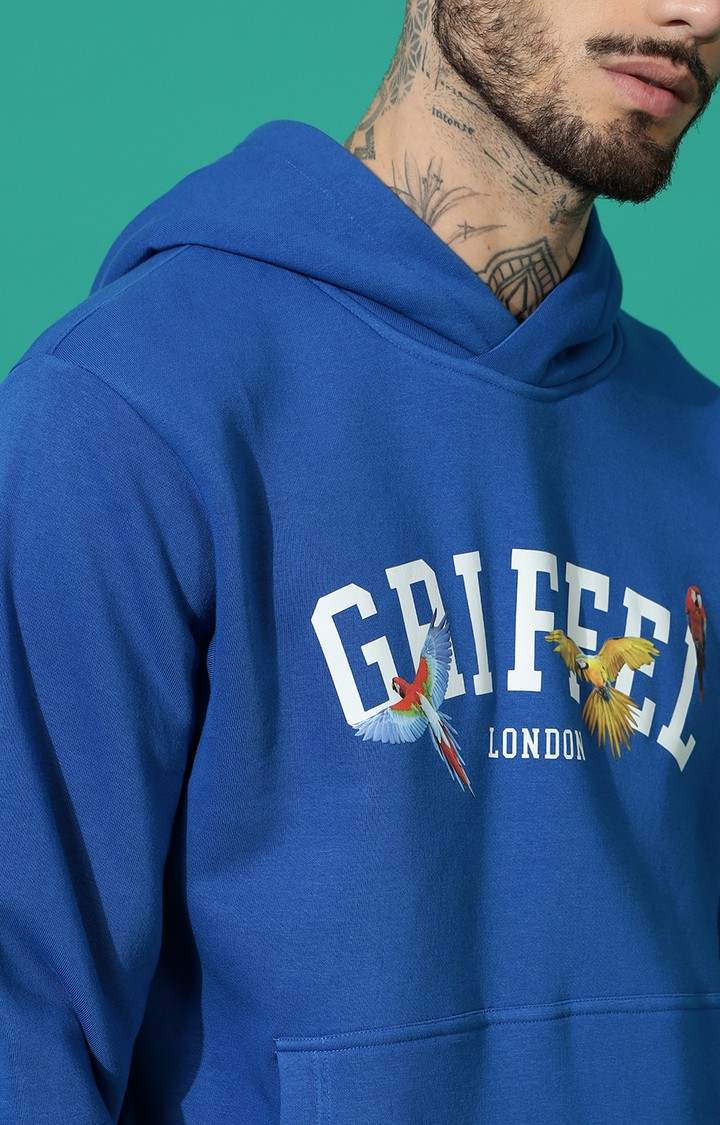 Men's Birds Print Regular Fit Royal Hoodie Tracksuit