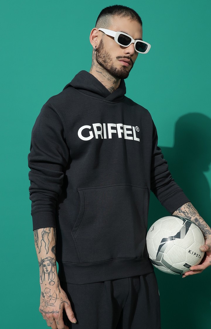 Men's Registered Logo Regular Fit Charcoal Hoodie