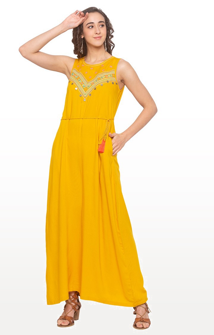 Yellow Printed Maxi Dress