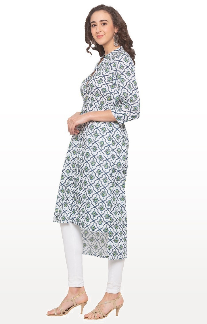 globus | Women's Green Cotton Printed Kurtas 1