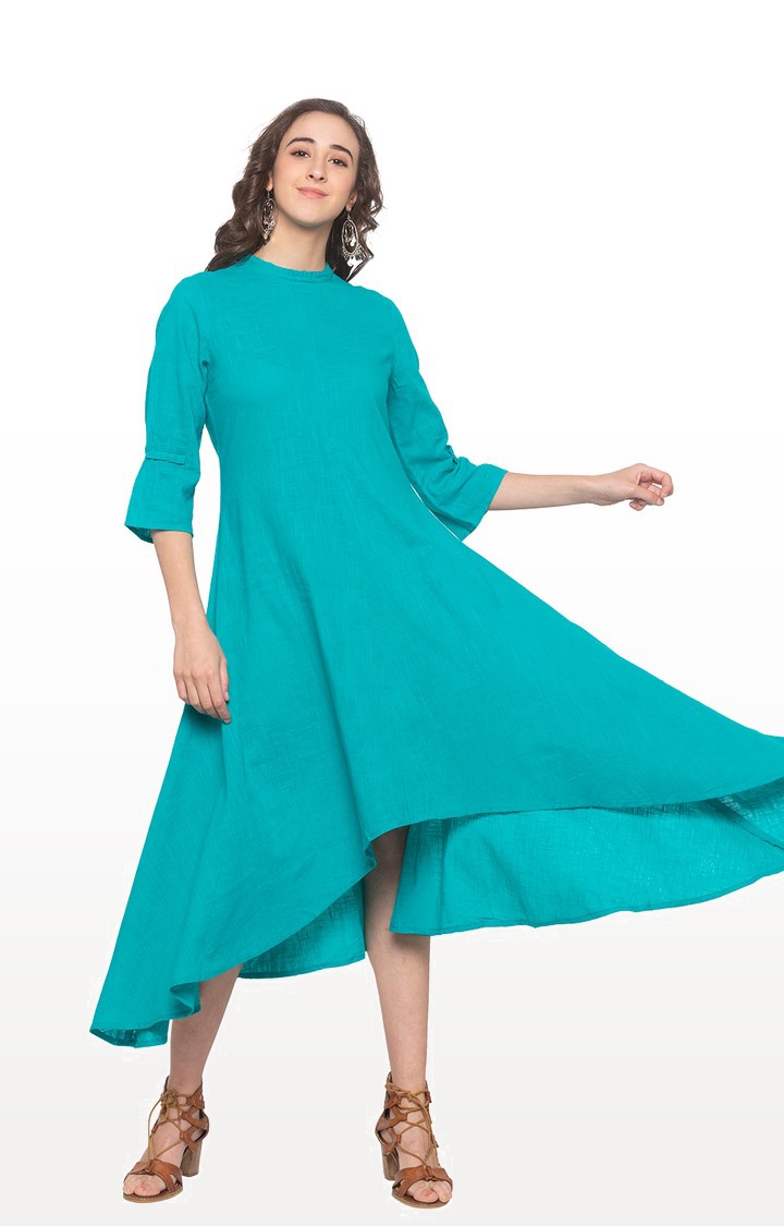 globus | Blue Solid Asymmetric Dress 2