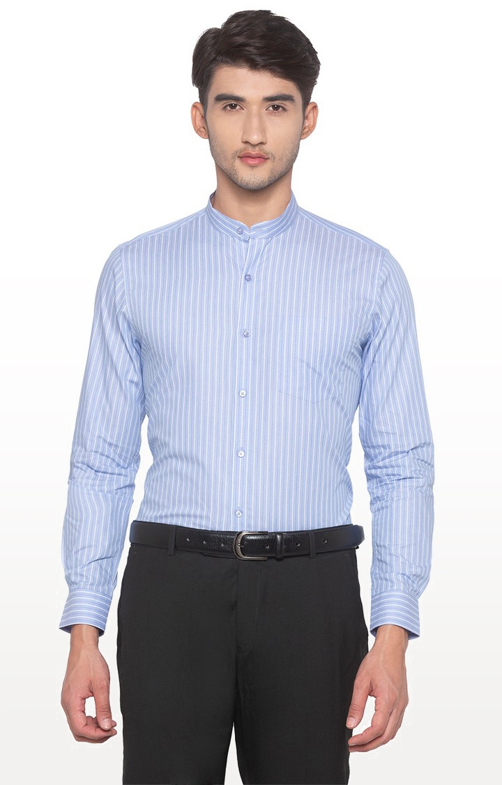 globus | Blue Striped Formal Shirt 0