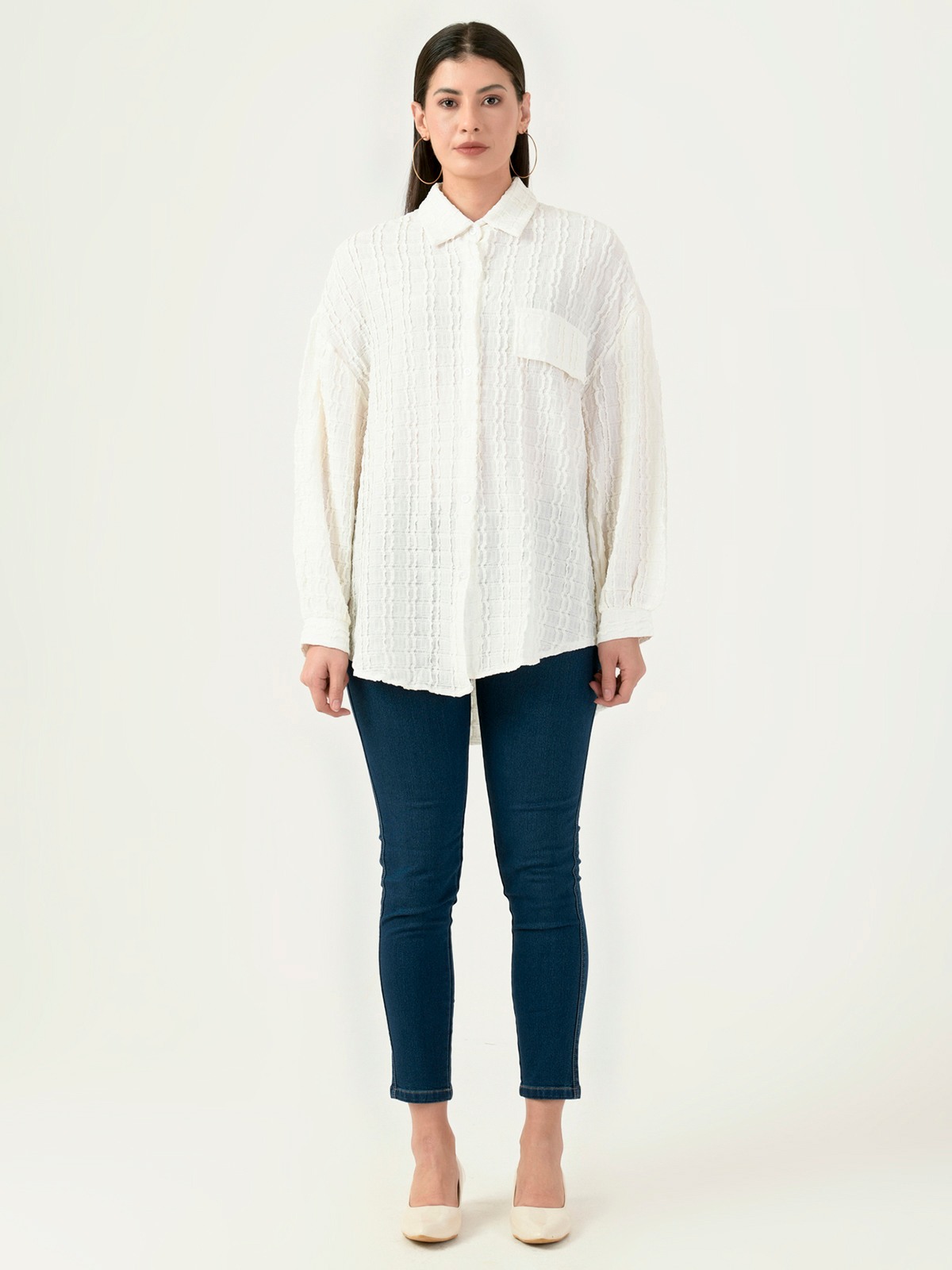 Albion Women Smart Premium Cream Casual Shirt