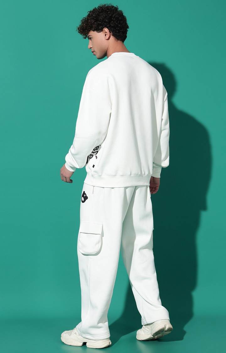 Men's Emoji Cats Oversized White Tracksuit