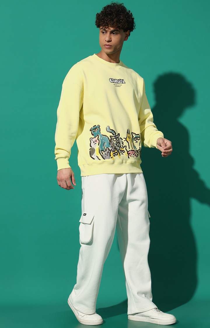 Men's Emoji Cats Oversized Yellow Tracksuit